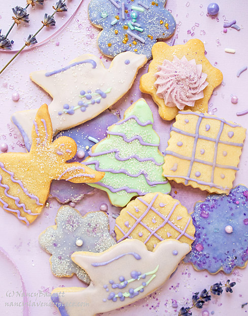 Assorted Lavender Rolled Sugar Cookies--ready for the Holidays